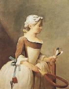 Jean Baptiste Simeon Chardin Girl with a Racquet and Shuttlecock (mk08) oil on canvas